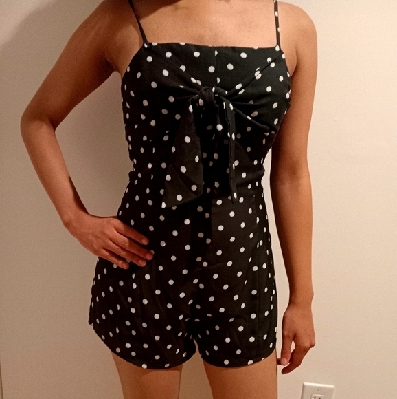 Honey Belle Dresses & Skirts - Honey Belle Black and White Polka Dot Romper